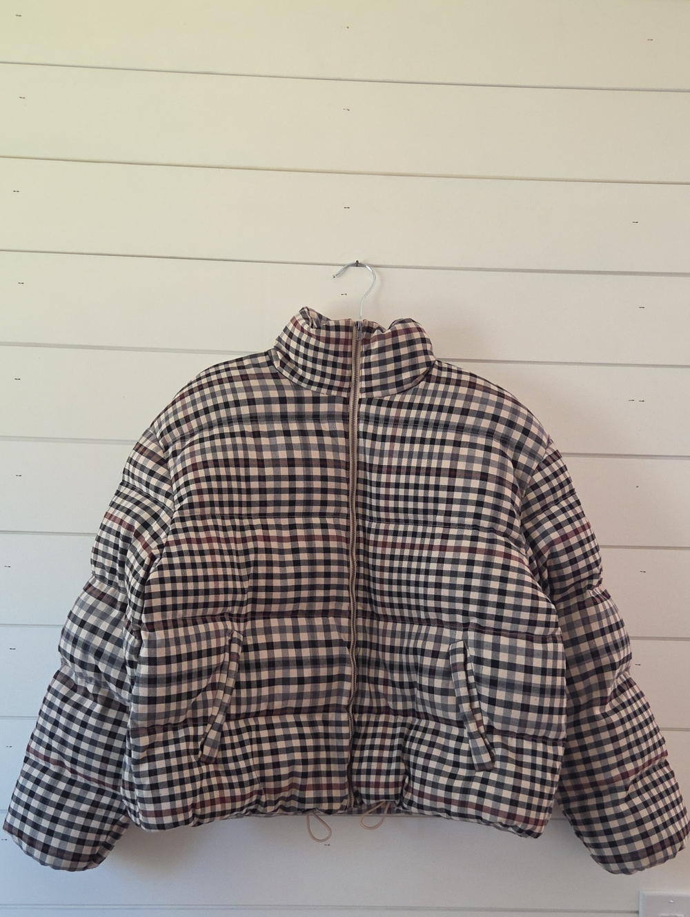 Reese Blutstien - Checked Puffer Jacket - Black & Cream Size M